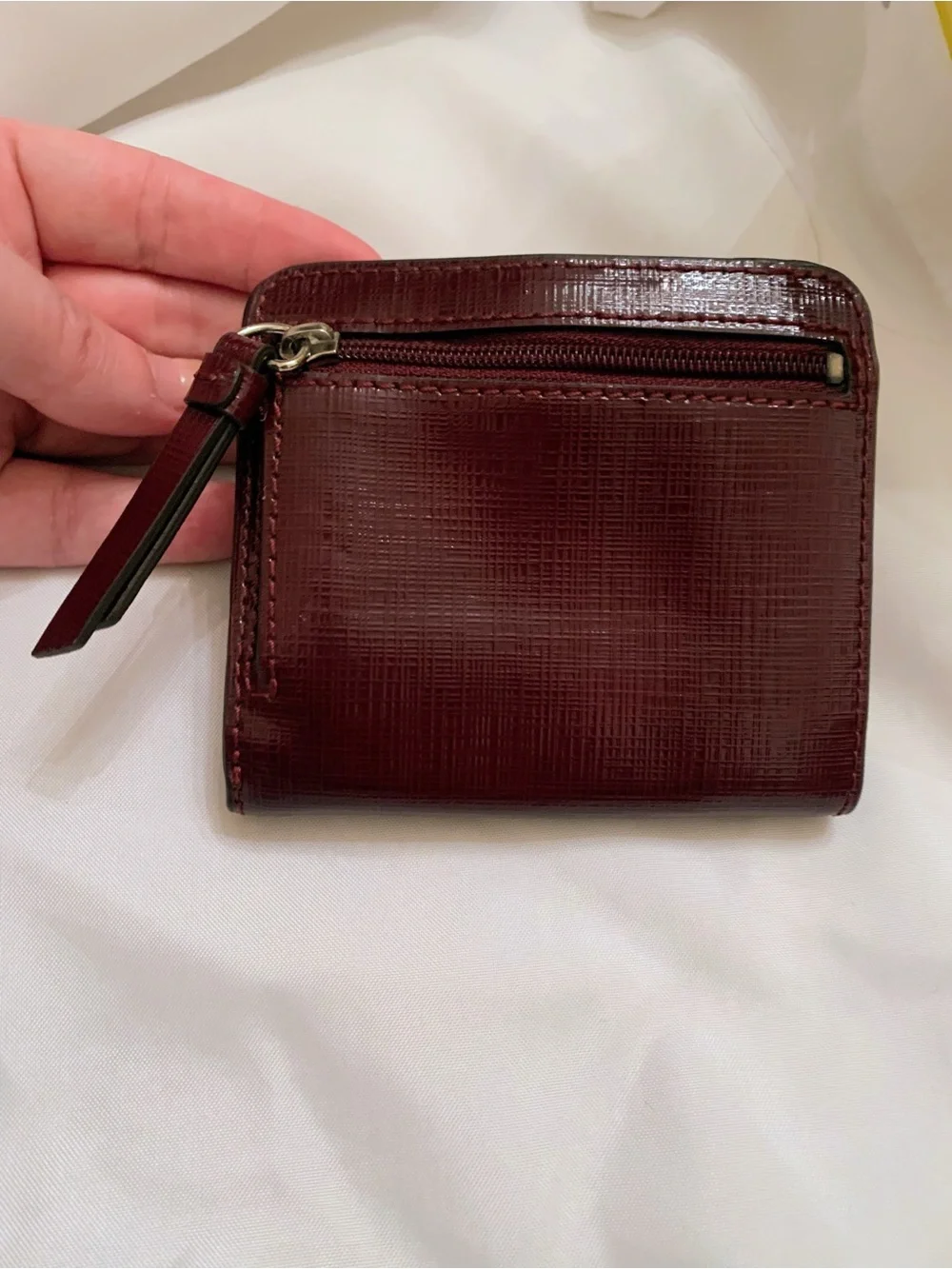 New COACH Wallet Darcy Textured Leather Bow Burgandy Wallet